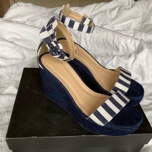 J.Crew Striped Wedge Sandals